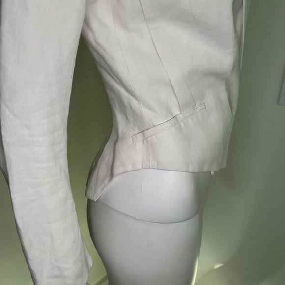 Haider Ackermann White Linen Crop Tuxedo Blazer Jacket - Picture 6 of 11